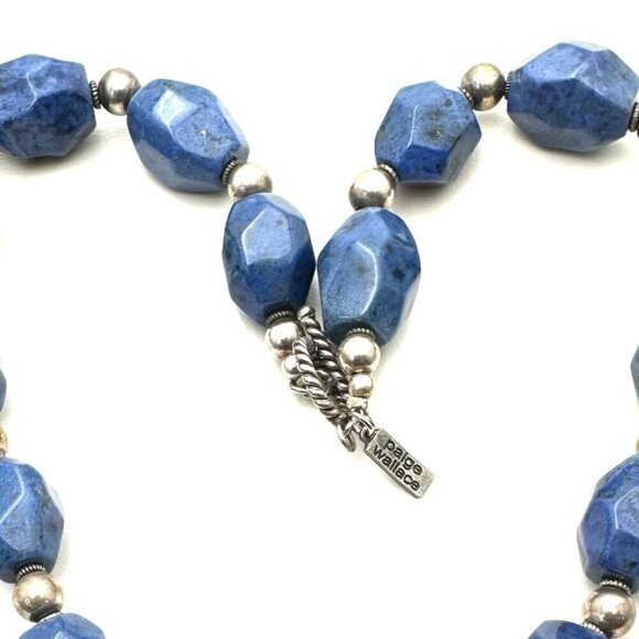 Designer Womens Necklace Sterling Silver Lapis Lazuli Cross Pendant 126 Grams - Picture 4 of 5